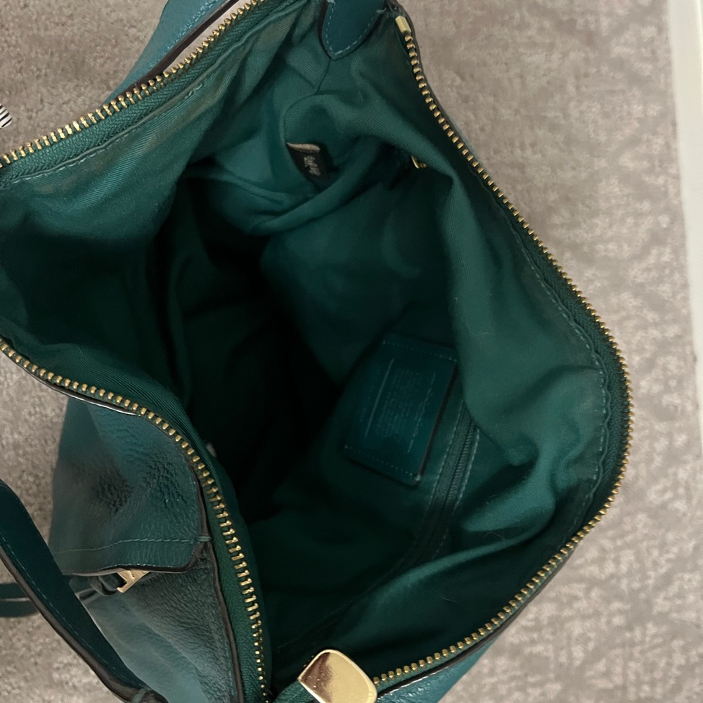 Coach Teal Pebbled Leather Shoulder Bag with Gold Hardware - Picture 6 of 6